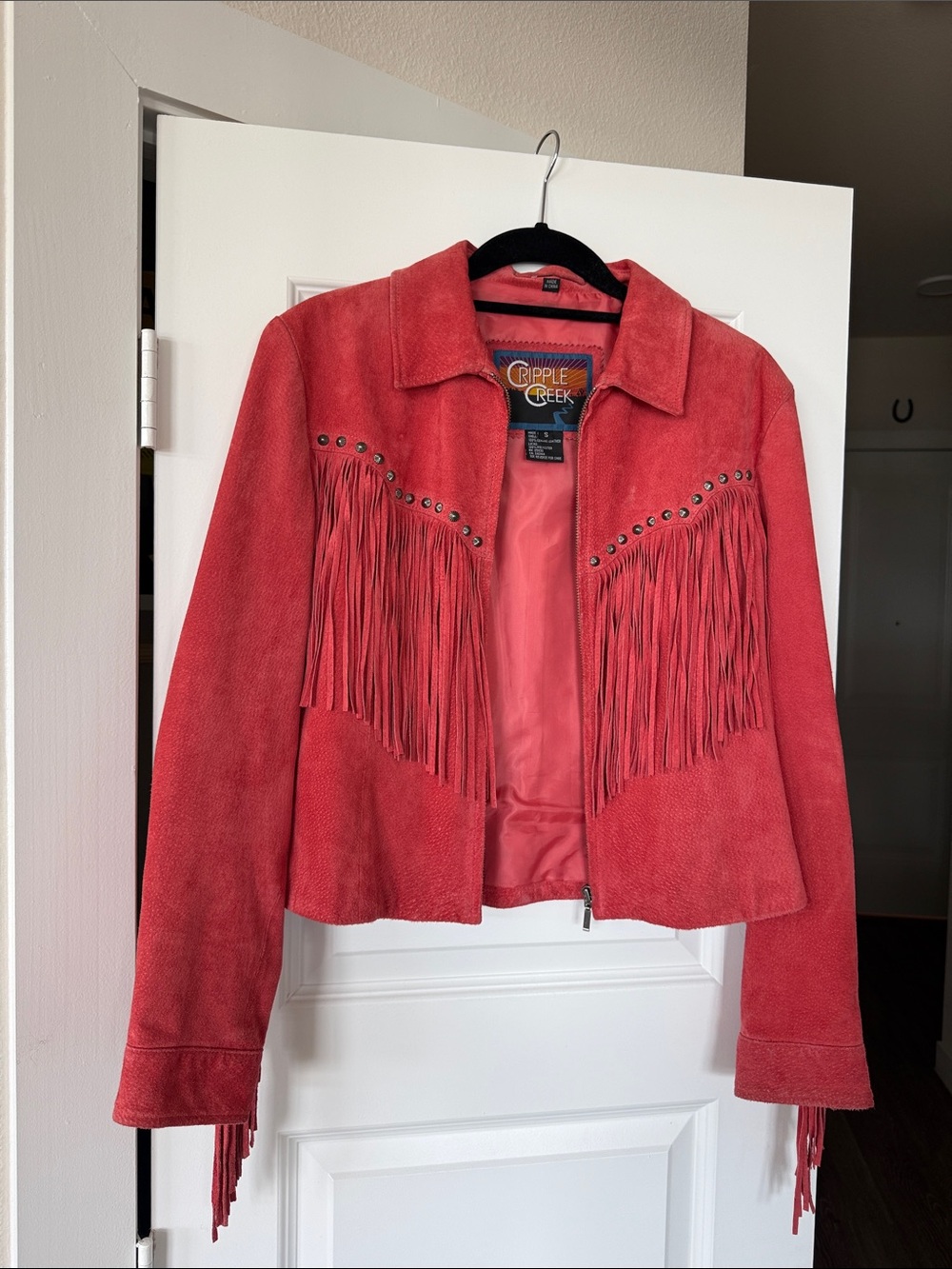 Cripple Creek Women's Pink Suede Fringe Jacket